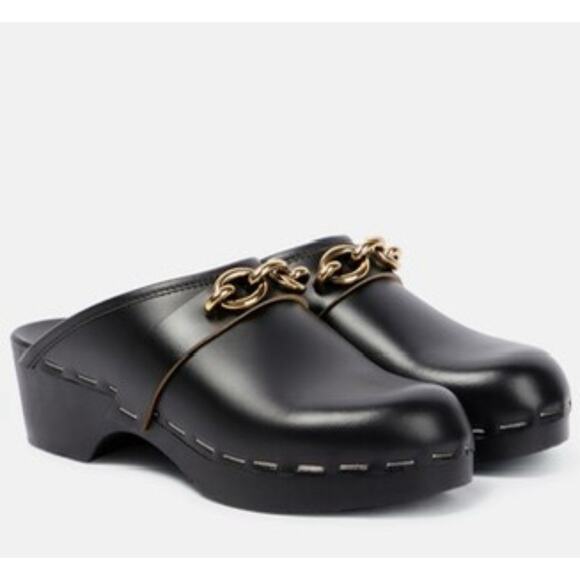Saint Laurent Le Maillon 37/ US 7 Clogs Black Leather Round Toe Shoes NIB $945 - Picture 1 of 15